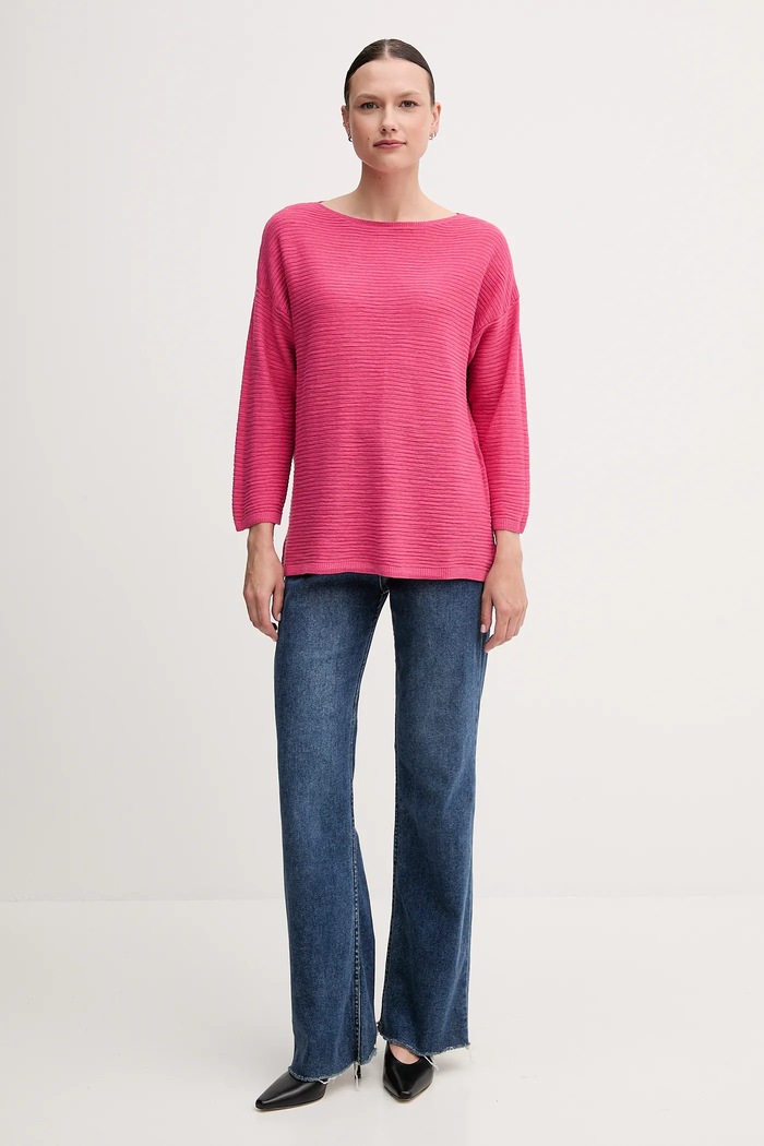 United Colors of Benetton sweter z domieszką lnu 115GD10CT różowy SS25