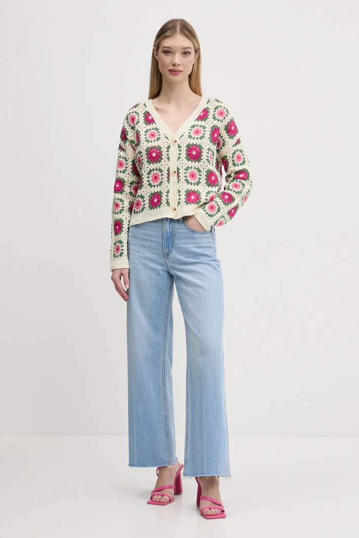 Πλεκτή ζακέτα Desigual JOHANNA 25SWJF36 μπεζ SS25