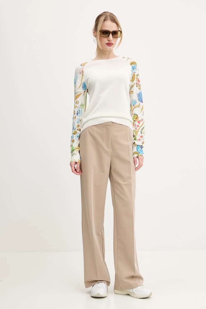 Desigual sweter z domieszką lnu RANDERS 25SWJF31 beżowy SS25