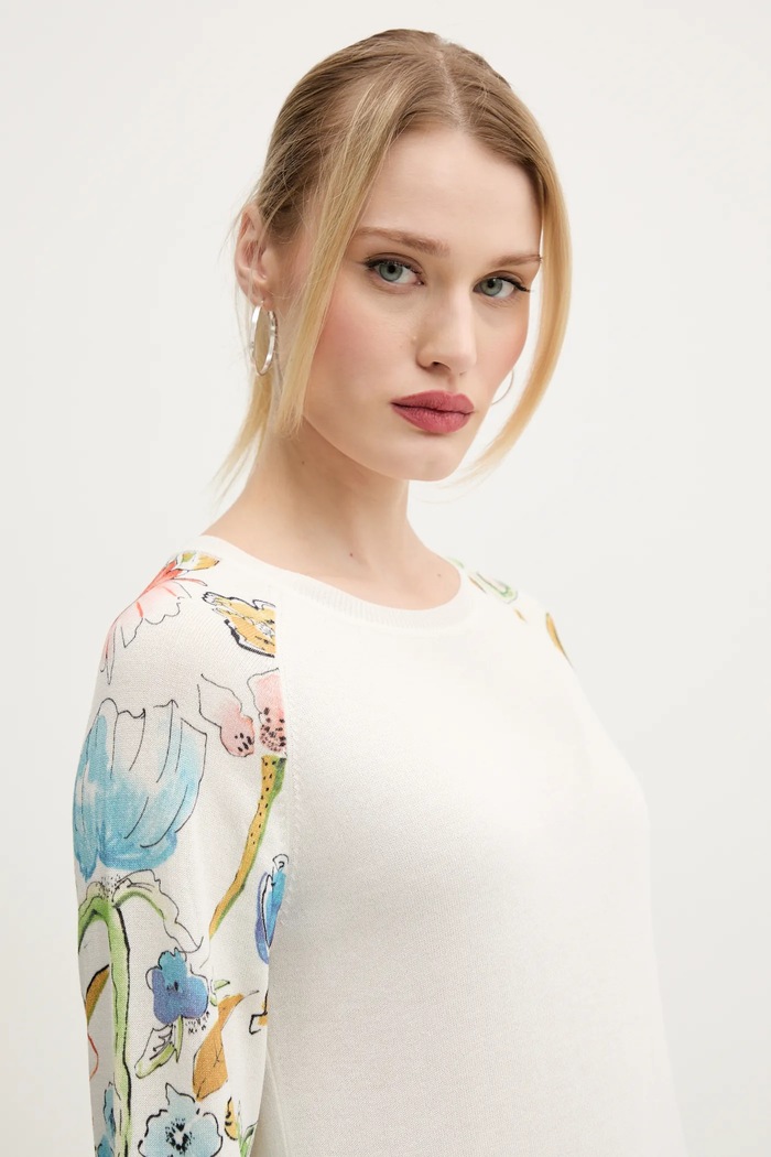 Desigual sweter z domieszką lnu RANDERS beżowy 25SWJF31