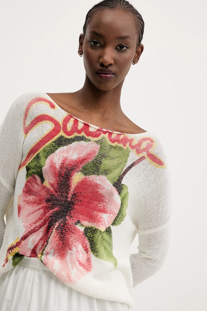 Desigual sweter RIBE beżowy 25SWJF16