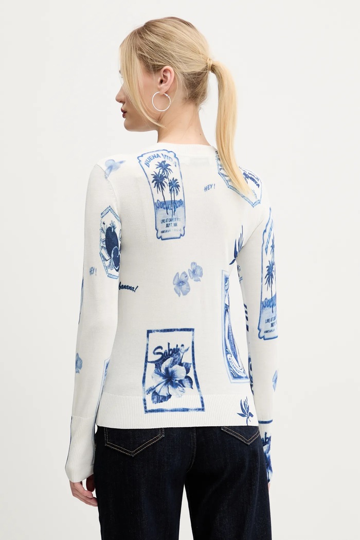 Abbigliamento Desigual maglione con aggiunta di lino TAMPERE 25SWJF32 bianco
