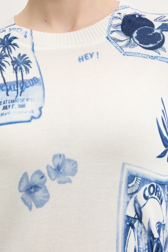 Desigual maglione con aggiunta di lino TAMPERE 25SWJF32 bianco