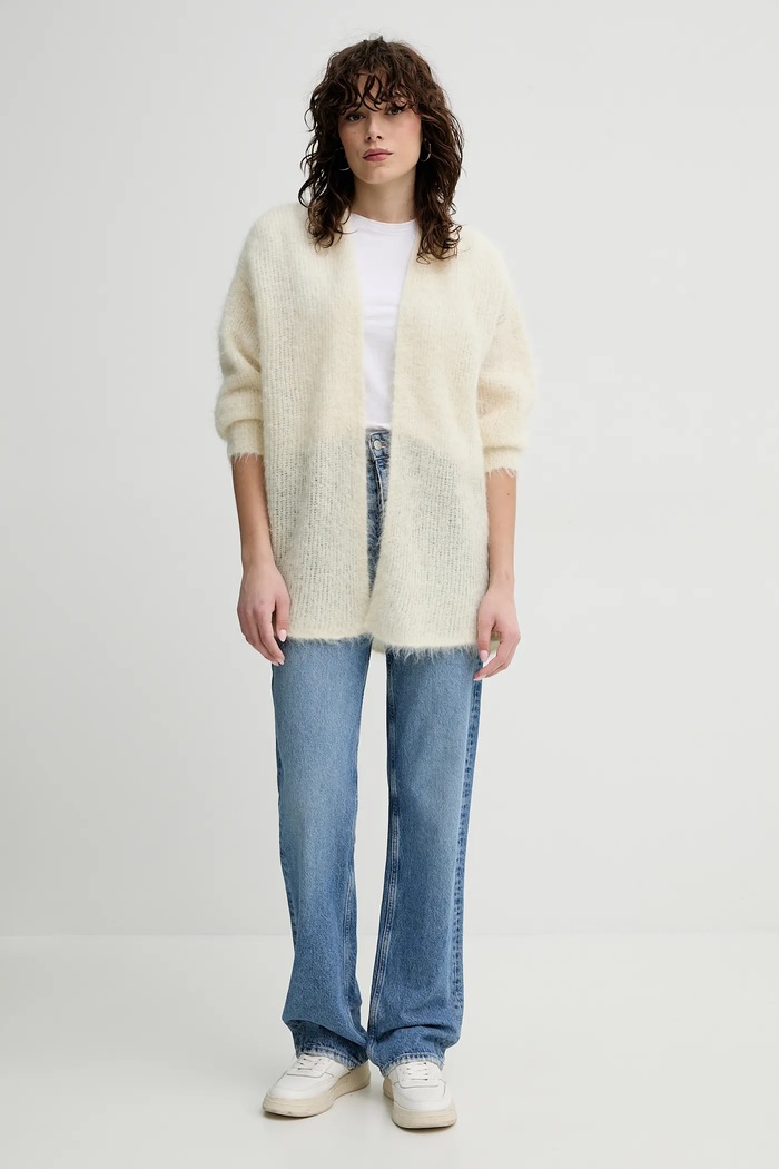 American Vintage sweter z domieszką wełny BYM19BE25 beżowy SS25