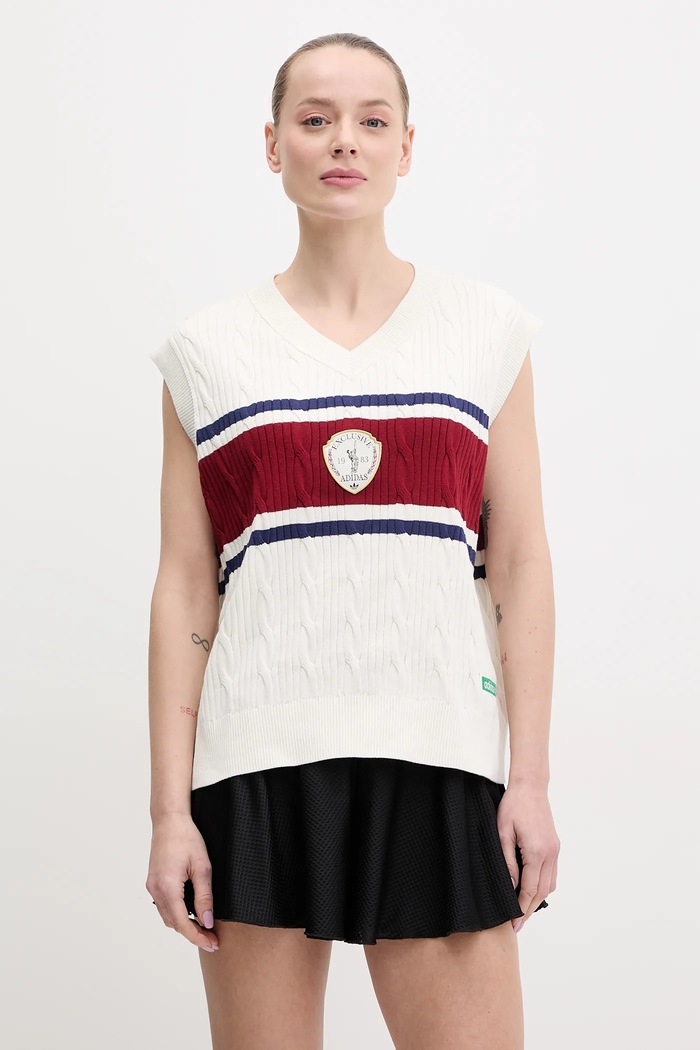 Bavlnená vesta adidas Originals Retro nášivka béžová KA4393