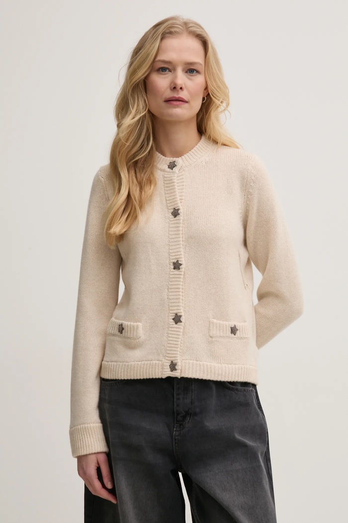 Kašmírový kardigan ZADIG&VOLTAIRE hladký béžová KWCA01587.102