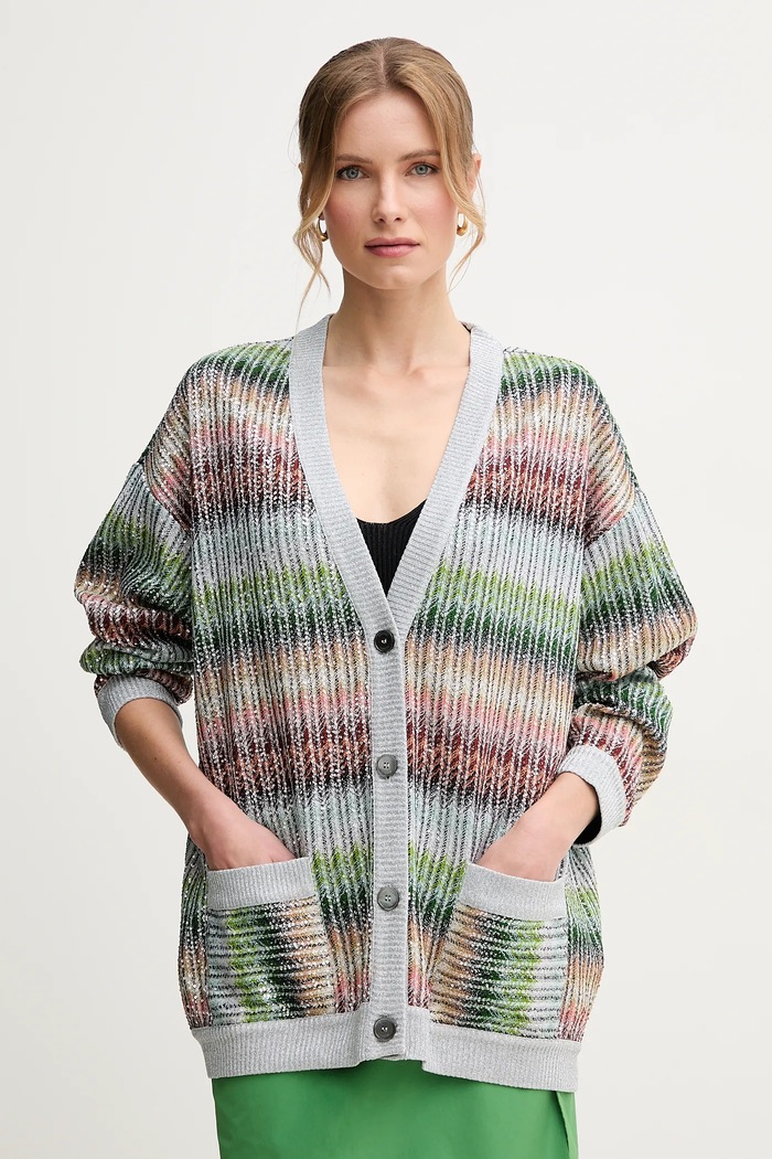 Πλεκτή ζακέτα Missoni απλικέ πράσινο DS25SM0I.BC0051