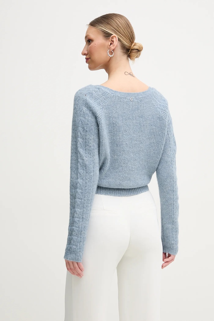 Odzież Guess sweter z domieszką wełny KELLIE W5GR29.Z3LG0 niebieski