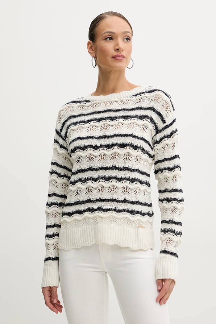 Guess sweter z domieszką lnu VALERIE pozostałe beżowy W5GR35.Z3NJ0
