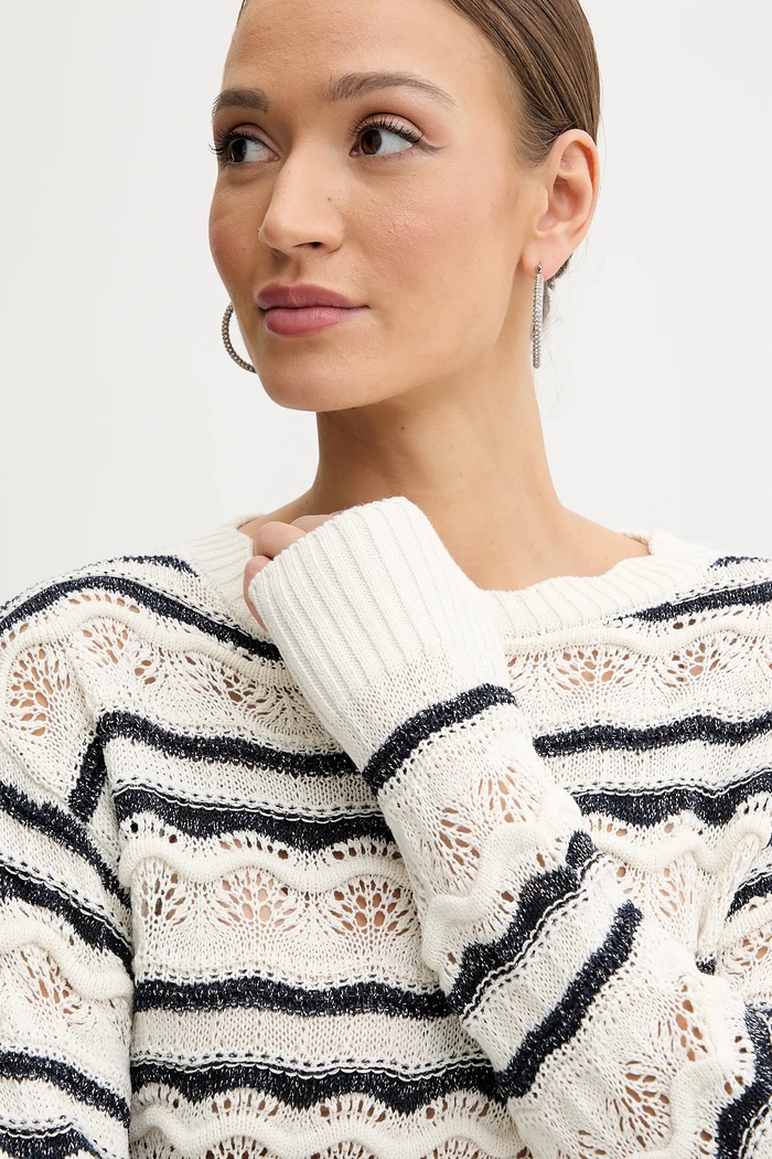 Guess sweter z domieszką lnu VALERIE beżowy W5GR35.Z3NJ0