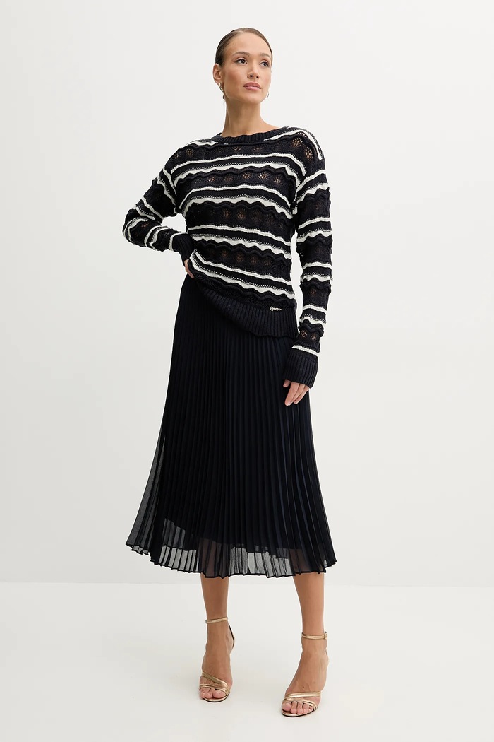 Guess sweter z domieszką lnu VALERIE W5GR35.Z3NJ0 granatowy SS25