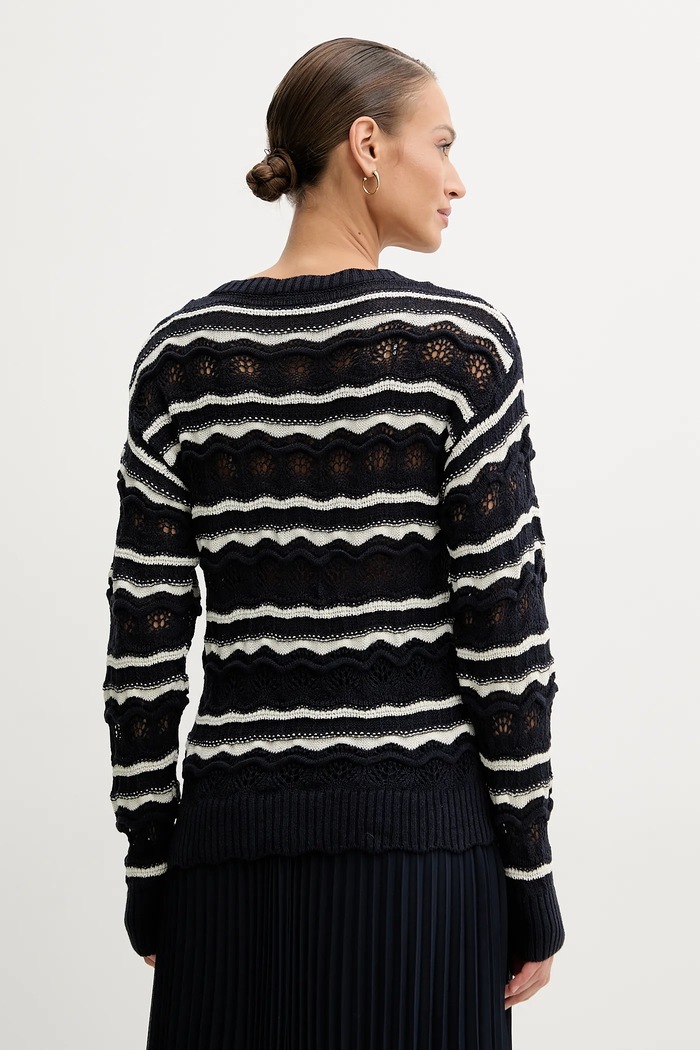Odzież Guess sweter z domieszką lnu VALERIE W5GR35.Z3NJ0 granatowy