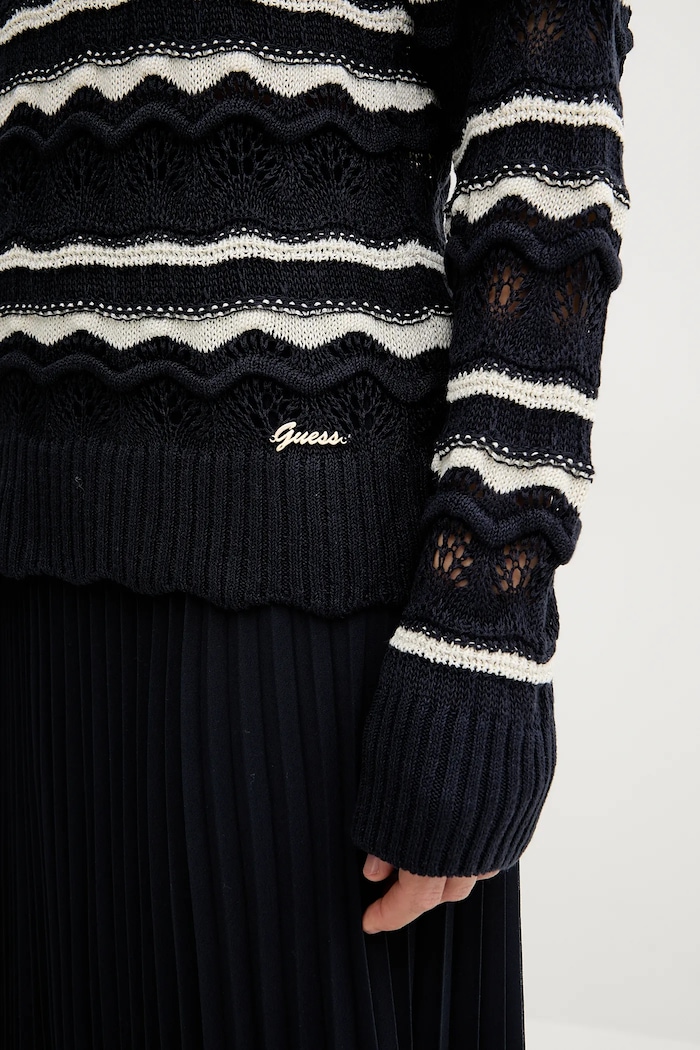 Guess sweter z domieszką lnu VALERIE W5GR35.Z3NJ0 granatowy