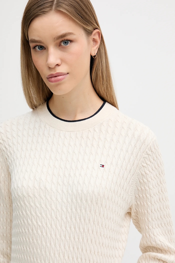 Tommy Hilfiger pulover de bumbac bej WW0WW44993