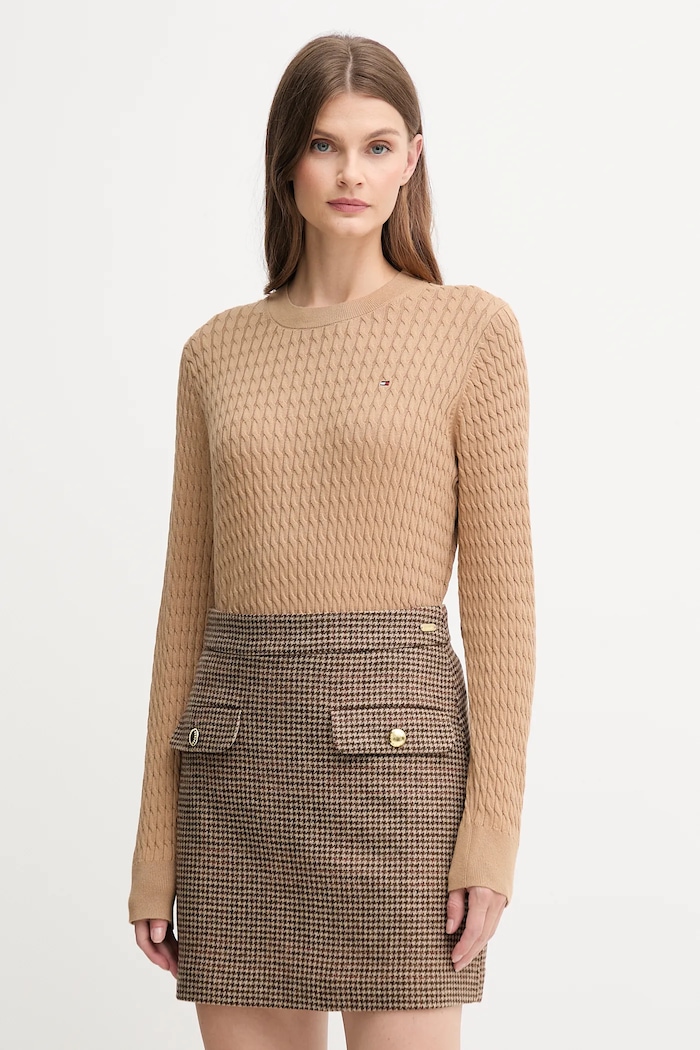 Bombažen pulover Tommy Hilfiger Tanka bež WW0WW44993
