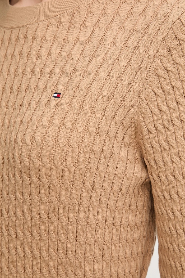 Bombažen pulover Tommy Hilfiger WW0WW44993 bež