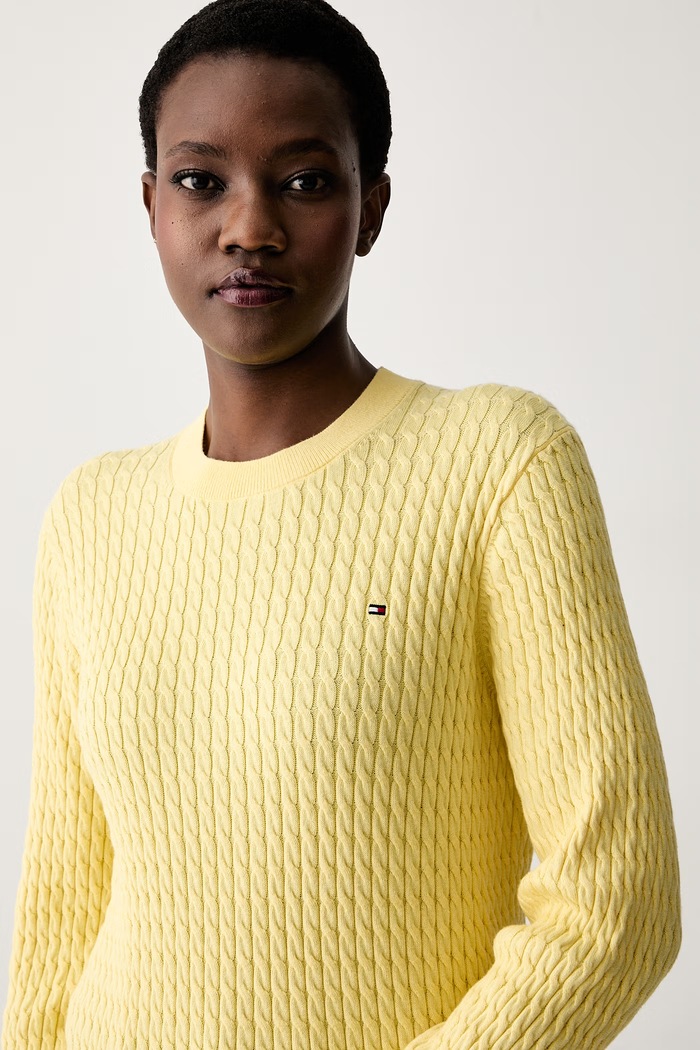 Tommy Hilfiger sweter damski bawełniany żółty WW0WW44993
