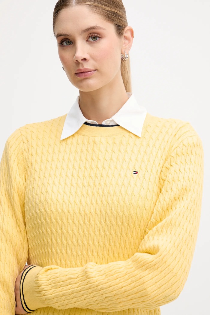 Βαμβακερό πουλόβερ Tommy Hilfiger κίτρινο WW0WW44993