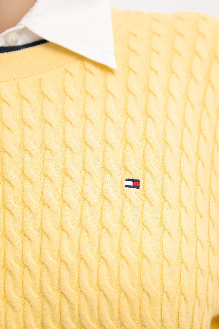 Βαμβακερό πουλόβερ Tommy Hilfiger WW0WW44993 κίτρινο