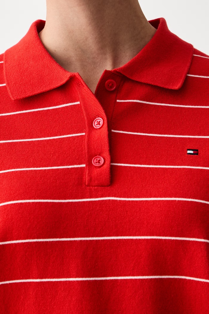 Tommy Hilfiger πουλόβερ γυναικείο βαμβακερό WW0WW44993 κόκκινο
