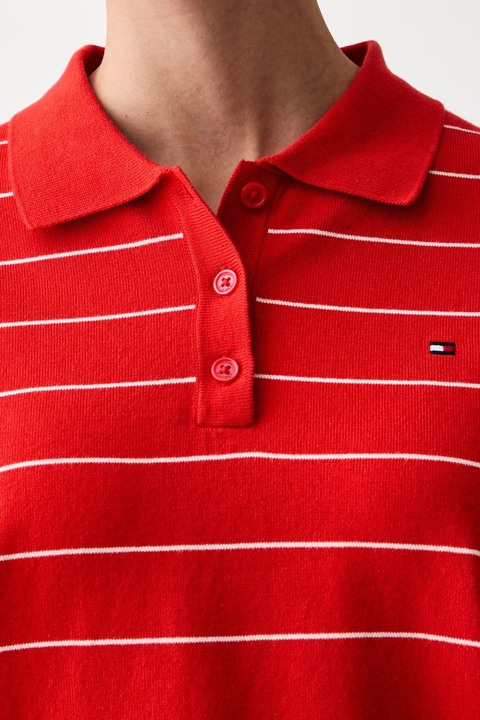 Tommy Hilfiger πουλόβερ γυναικείο βαμβακερό WW0WW44993 κόκκινο