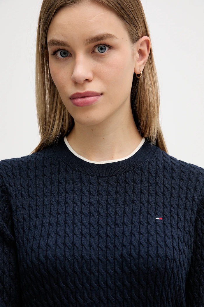 Tommy Hilfiger pulover de bumbac bleumarin WW0WW44993