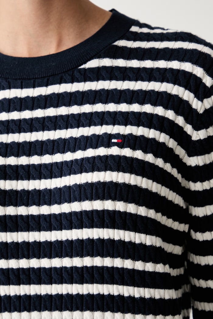 Tommy Hilfiger πουλόβερ γυναικείο βαμβακερό WW0WW44993 σκούρο μπλε