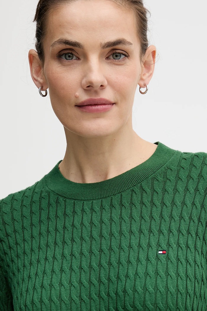 Tommy Hilfiger pulover de bumbac verde WW0WW44993