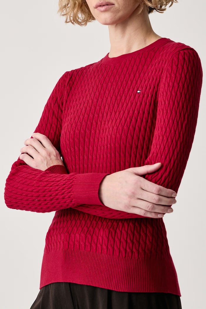 Sweter damski bawełniany Tommy Hilfiger WW0WW44993 bordowy
