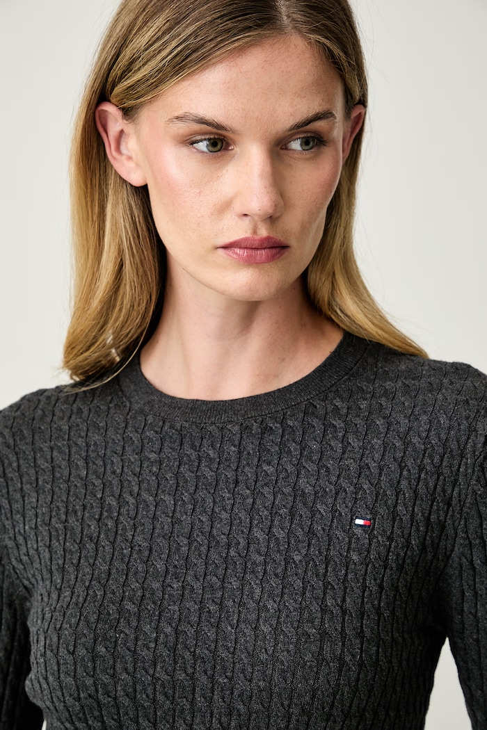 Tommy Hilfiger sweter damski bawełniany szary WW0WW44993