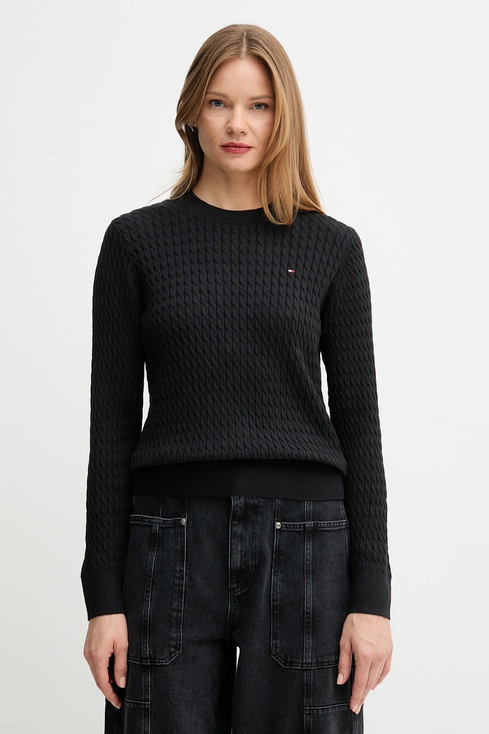 Tommy Hilfiger pulover ženski bombažen črna WW0WW44993