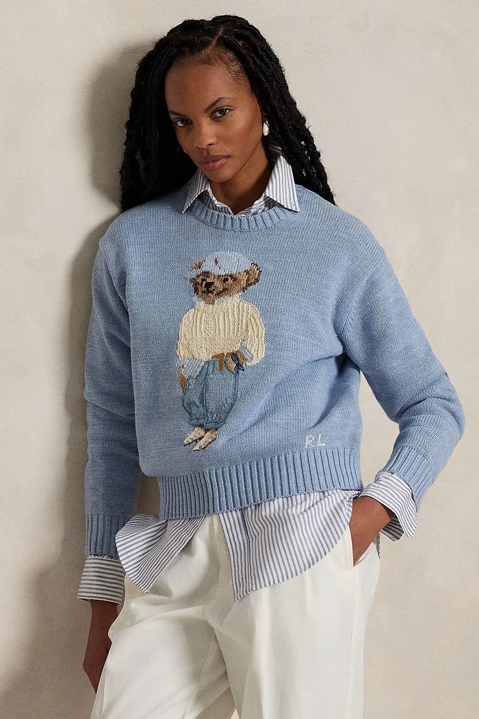 Bavlněný svetr Polo Ralph Lauren kulatý modrá 211965767