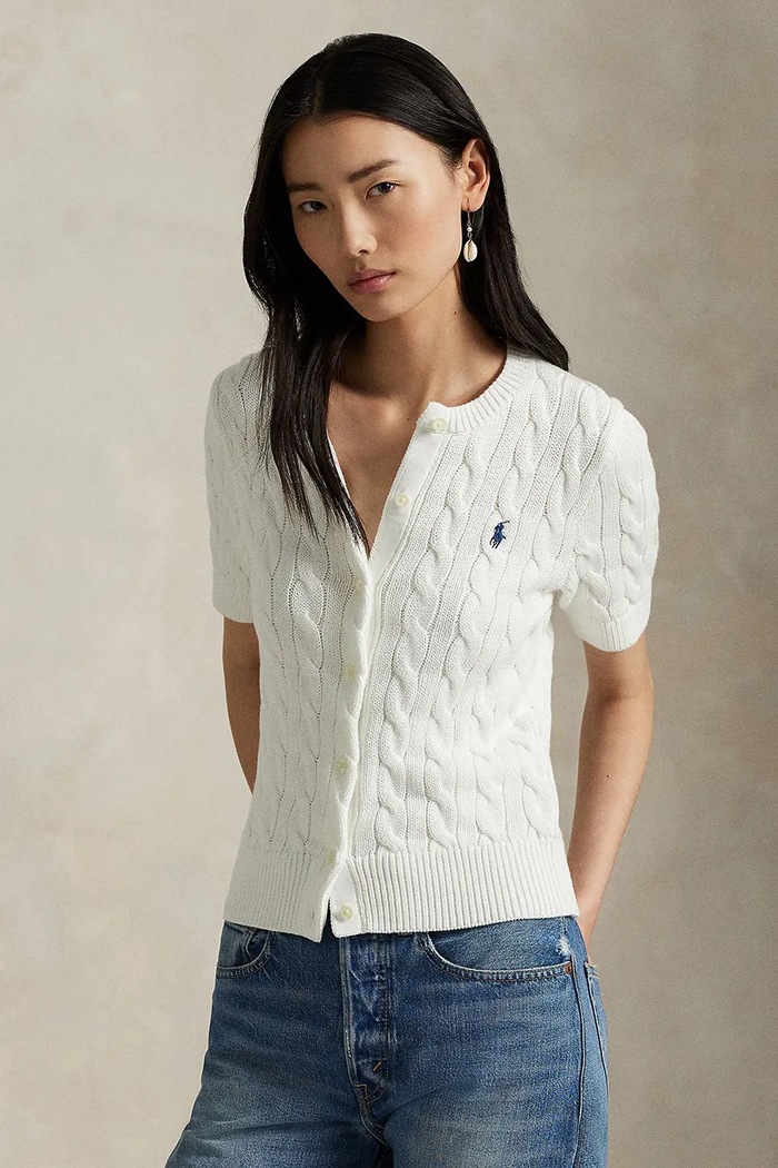 Polo Ralph Lauren kardigán dámsky bavlnený bavlna biela 211966720
