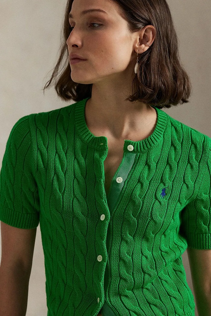 Polo Ralph Lauren kardigán dámsky bavlnený zelená 211966720