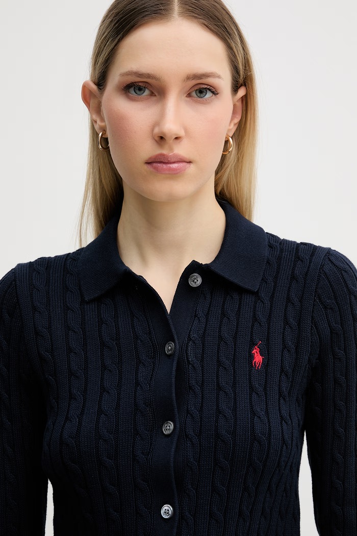 Πλεκτή ζακέτα Polo Ralph Lauren σκούρο μπλε 211971881