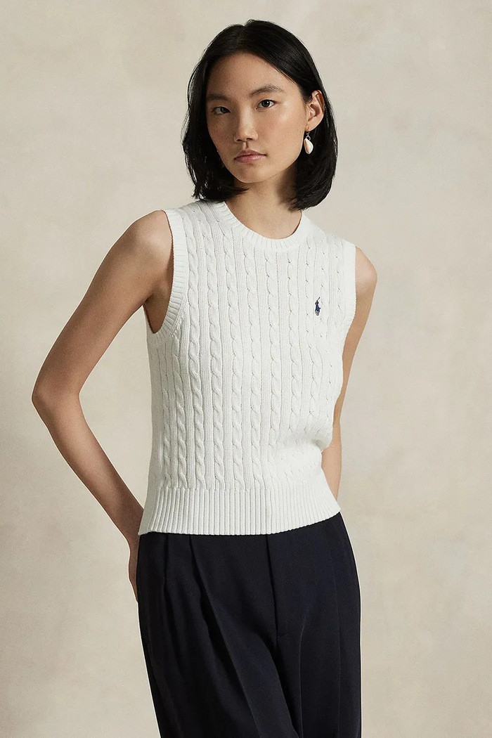 Polo Ralph Lauren vestă de bumbac subtiri alb 211971882