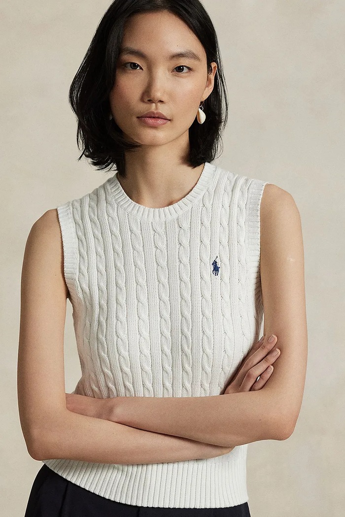 Polo Ralph Lauren vestă de bumbac alb 211971882