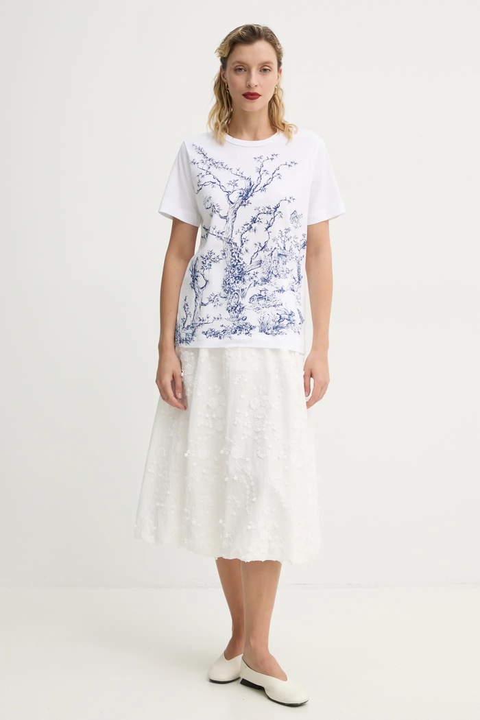 MUNTHE tricou din bumbac FEDELIO 251110025160 alb SS25