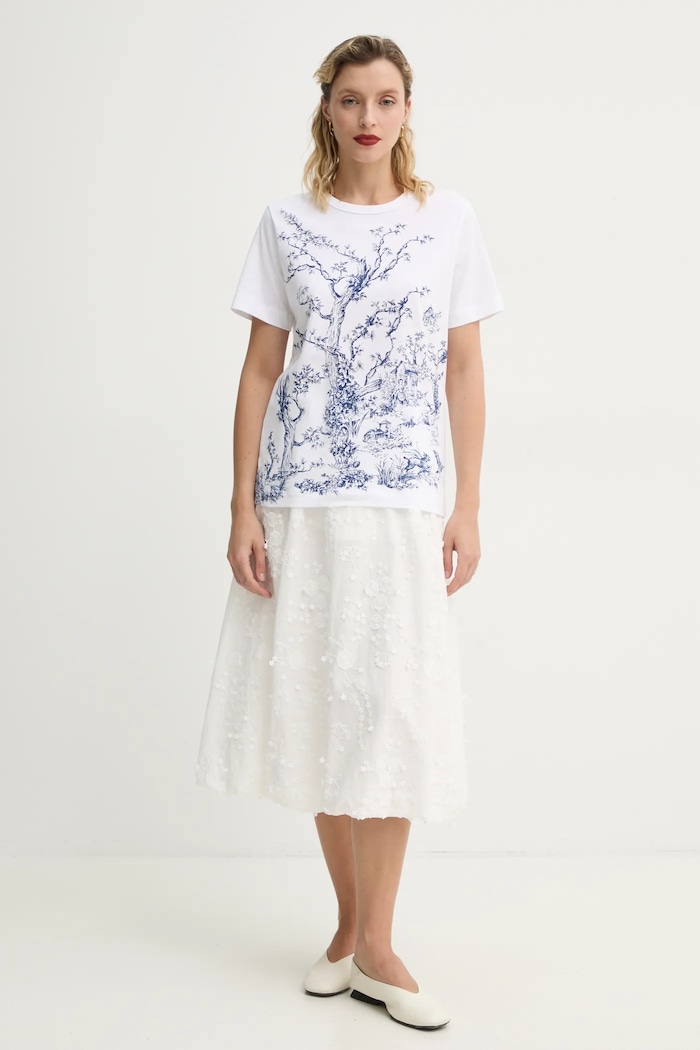 MUNTHE tricou din bumbac FEDELIO 251110025160 alb SS25