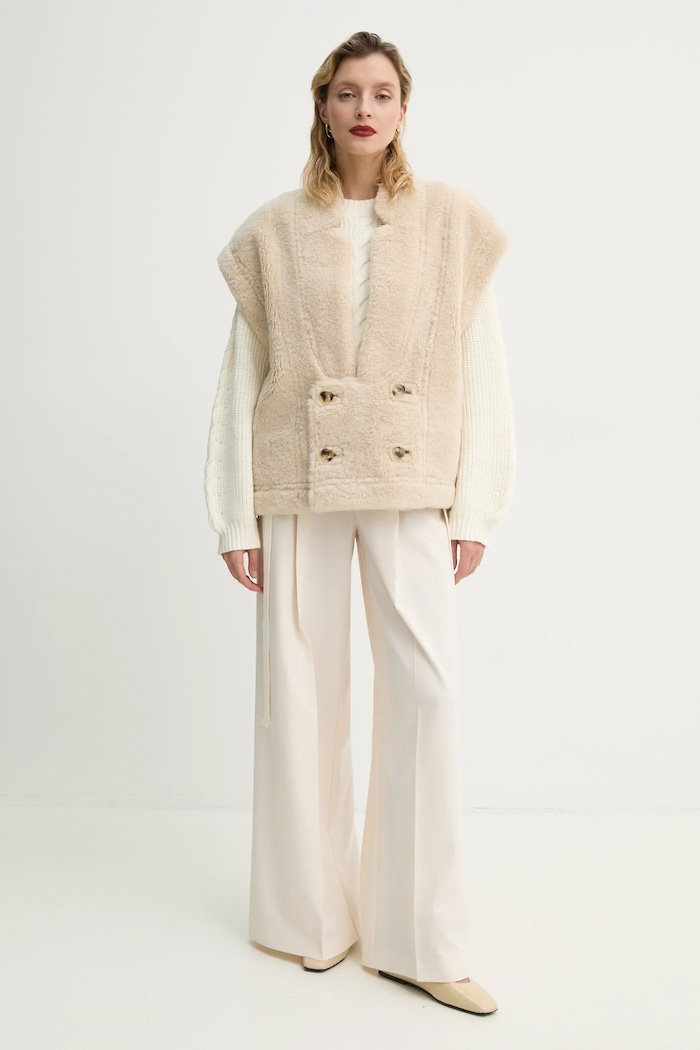 MUNTHE sweter z domieszką wełny FABRICKA 251160025176 beżowy SS25