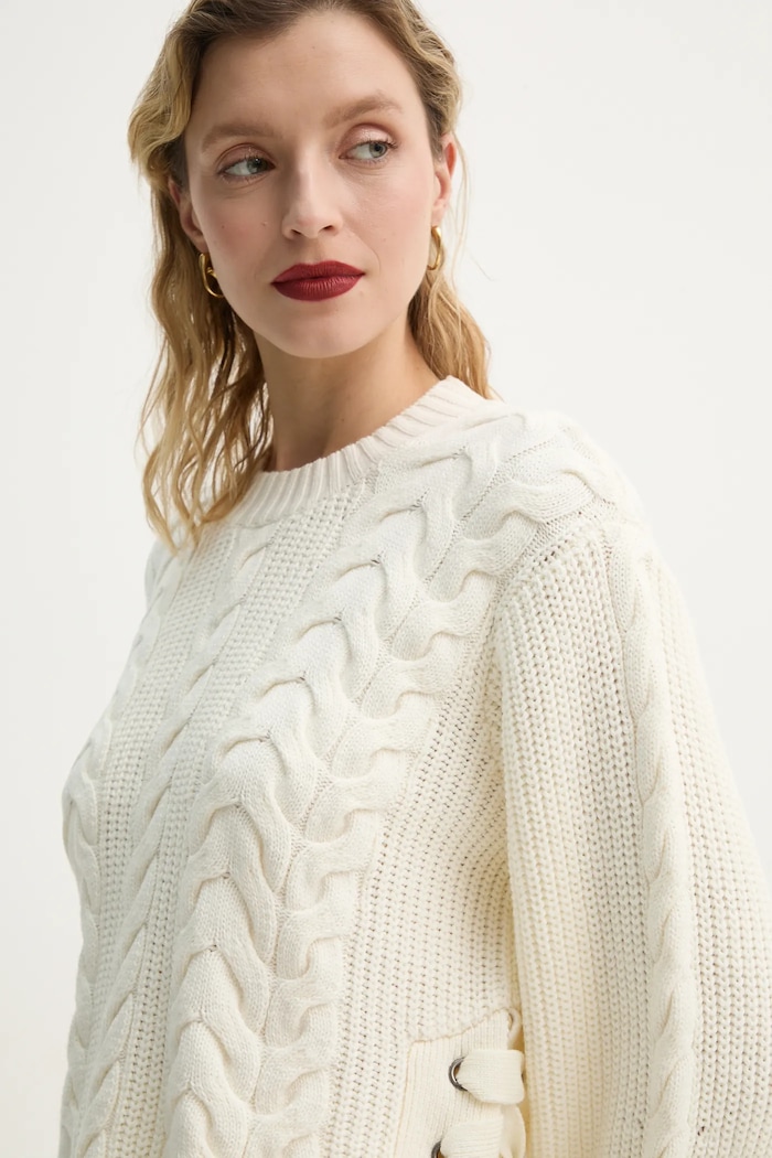 MUNTHE sweter z domieszką wełny FABRICKA 251160025176 beżowy