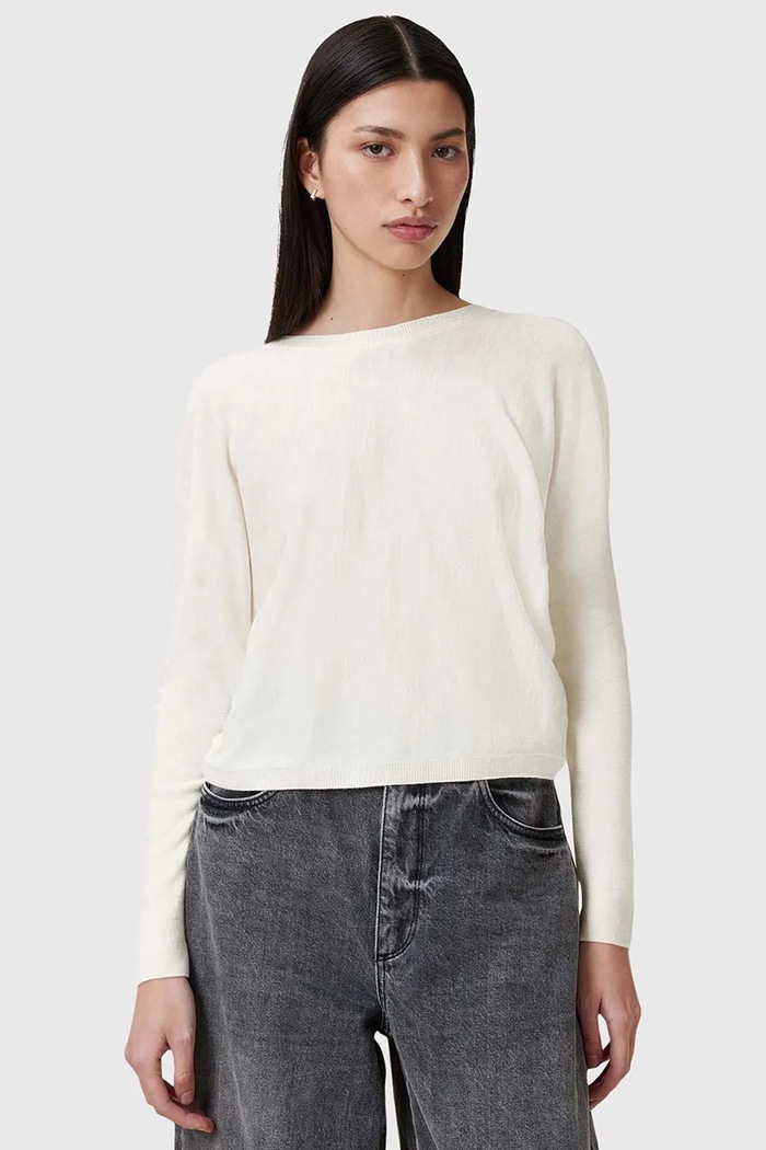 Vuneni pulover AllSaints JULIEANA bez uzorka bijela W035KB