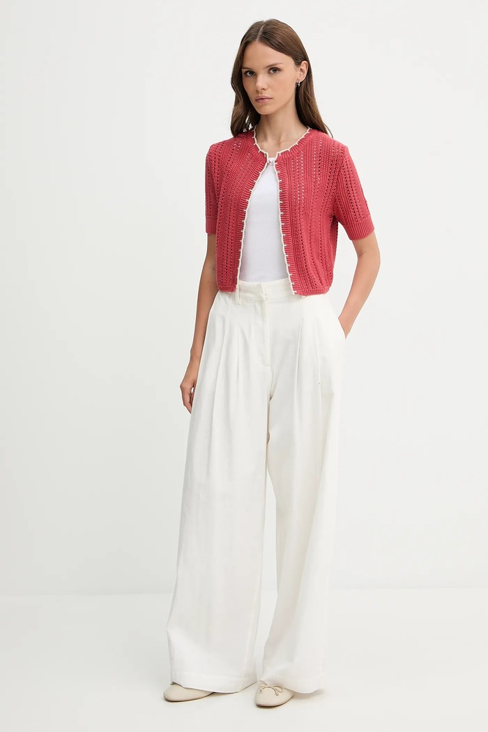 Bavlněný kardigan United Colors of Benetton 1594E501Z růžová SS25