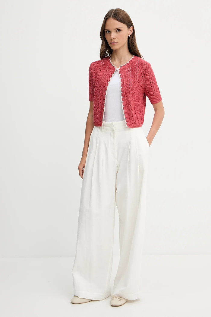 Bavlněný kardigan United Colors of Benetton 1594E501Z růžová SS25