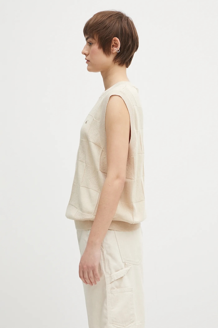 Carhartt WIP cotton gilet Checker Vest Sweater I034544.2LPXX beige SS25