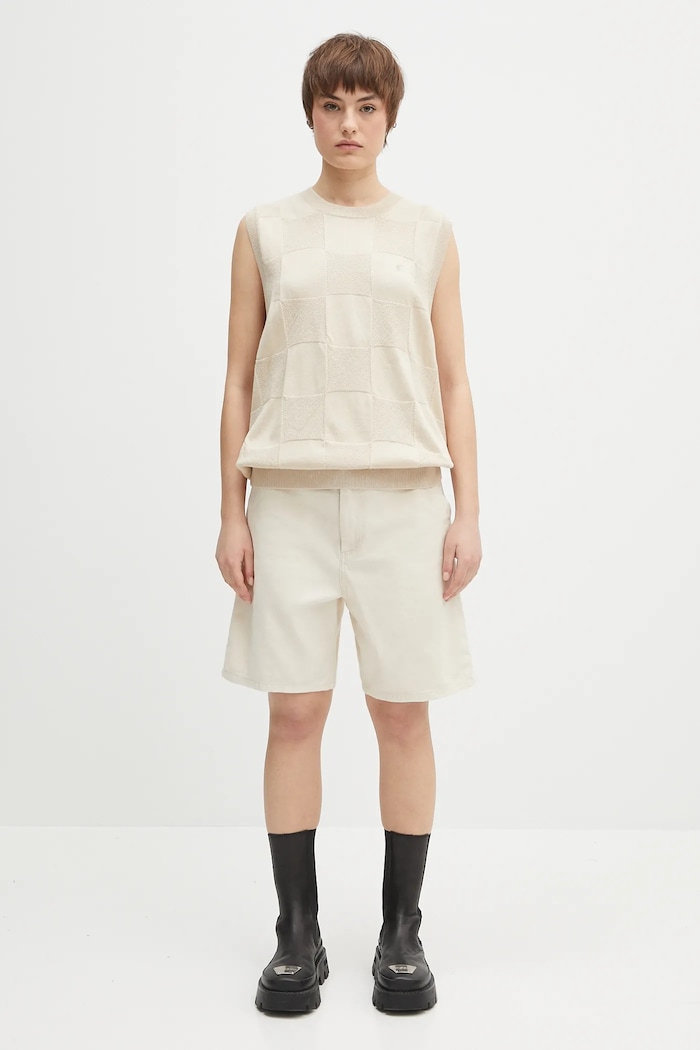 Carhartt WIP cotton gilet Checker Vest Sweater I034544.2LPXX beige