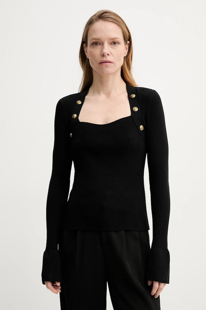 Sveter The Kooples štvorcový čierna FPUL30090K