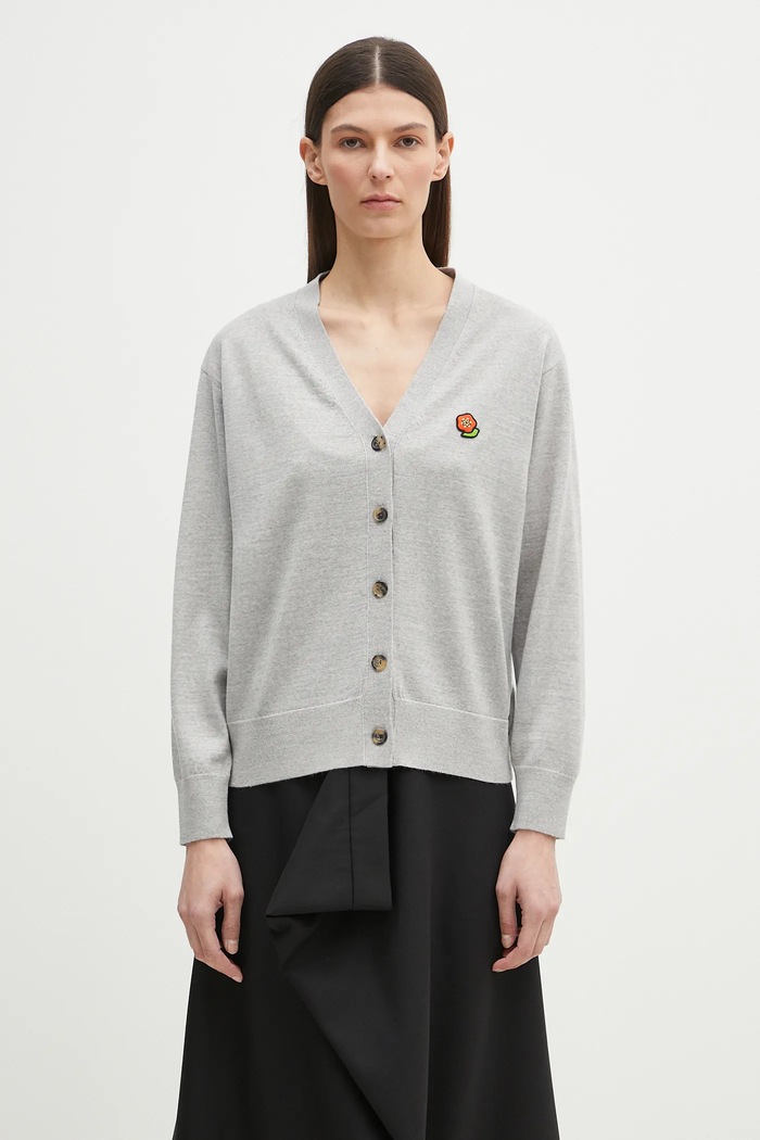 Шерстяной кардиган Kenzo Pop шерсть серый FF52CA4833LB.93