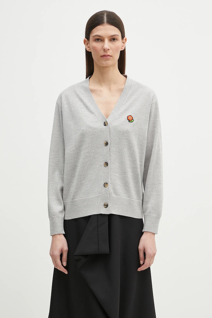 Шерстяной кардиган Kenzo Pop шерсть серый FF52CA4833LB.93
