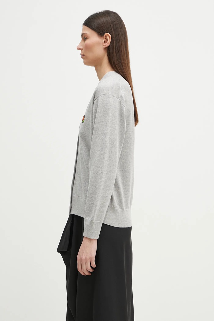 Шерстяной кардиган Kenzo Pop FF52CA4833LB.93 серый SS25